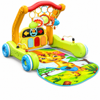 4-in-1 Baby Activity Gym and Push Walker with Light-Up Piano, Play Mat and 30+ Sounds, Green