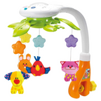 Rotating Musical Baby Crib Mobile with Star Projector, Soothing Sounds and Plush Animal Toys, Multicolor, 0-12 Months