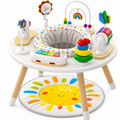 4-in-1 Baby Activity Center with 360° Rotating Seat, 8 Interactive Toys and Toddler Table, 3-24 Months, White