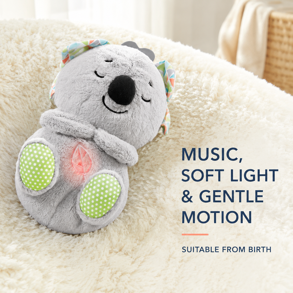 Musical Koala Baby Soothing Plush Toy with Breathing Motion, Soft Light, Sounds and Timer, Newborn and Up
