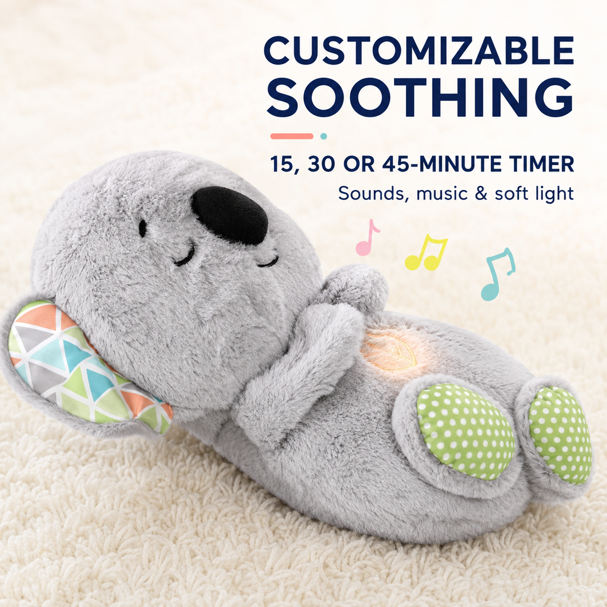 Musical Koala Baby Soothing Plush Toy with Breathing Motion, Soft Light, Sounds and Timer, Newborn and Up