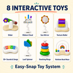 4-in-1 Baby Activity Center with 360° Rotating Seat, 8 Interactive Toys and Toddler Table, 3-24 Months, White