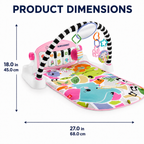 NORVIXNEST 4-Way Baby Activity Gym with Light-Up Piano, Play Mat, Mirror and Hanging Toys, Pink, 0-36 Months